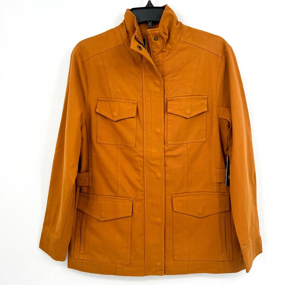 MO-KA BY SANTA FE APPAREL Jacket Small Orange Snap Button 100% Cotton NWT